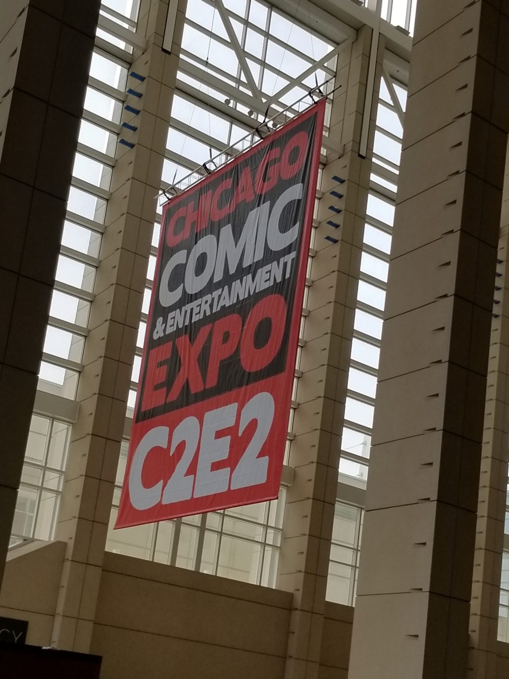 C2E2 banner in the McCormick Place hall