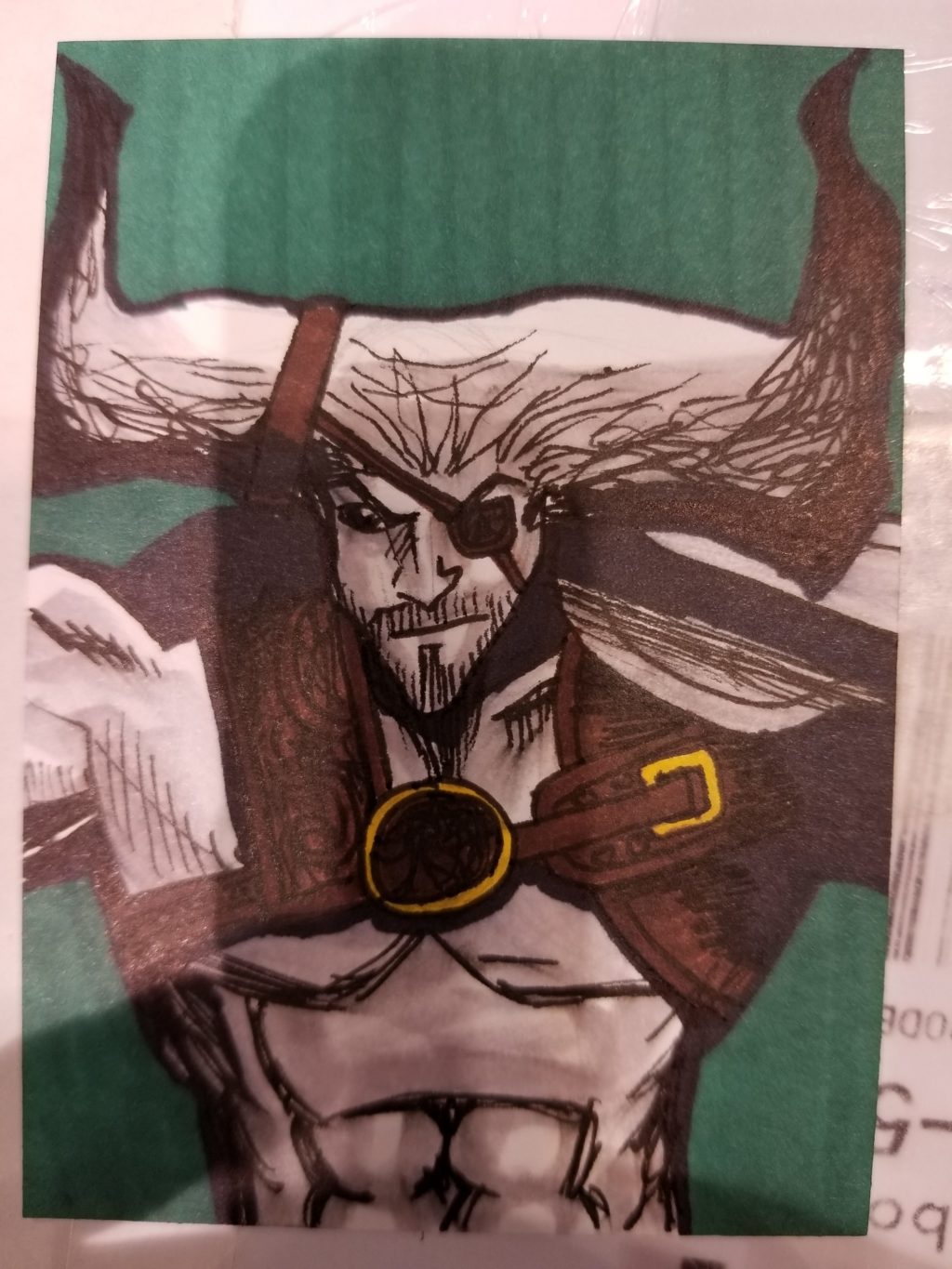 Commission sketchcard of Iron Bull from Dragon Age